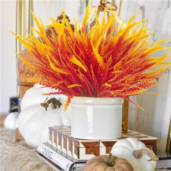 10 Bundles Artificial Fall Flowers for Outdoors Fake Plants UV Resistant Plastic - Picture 5 of 8